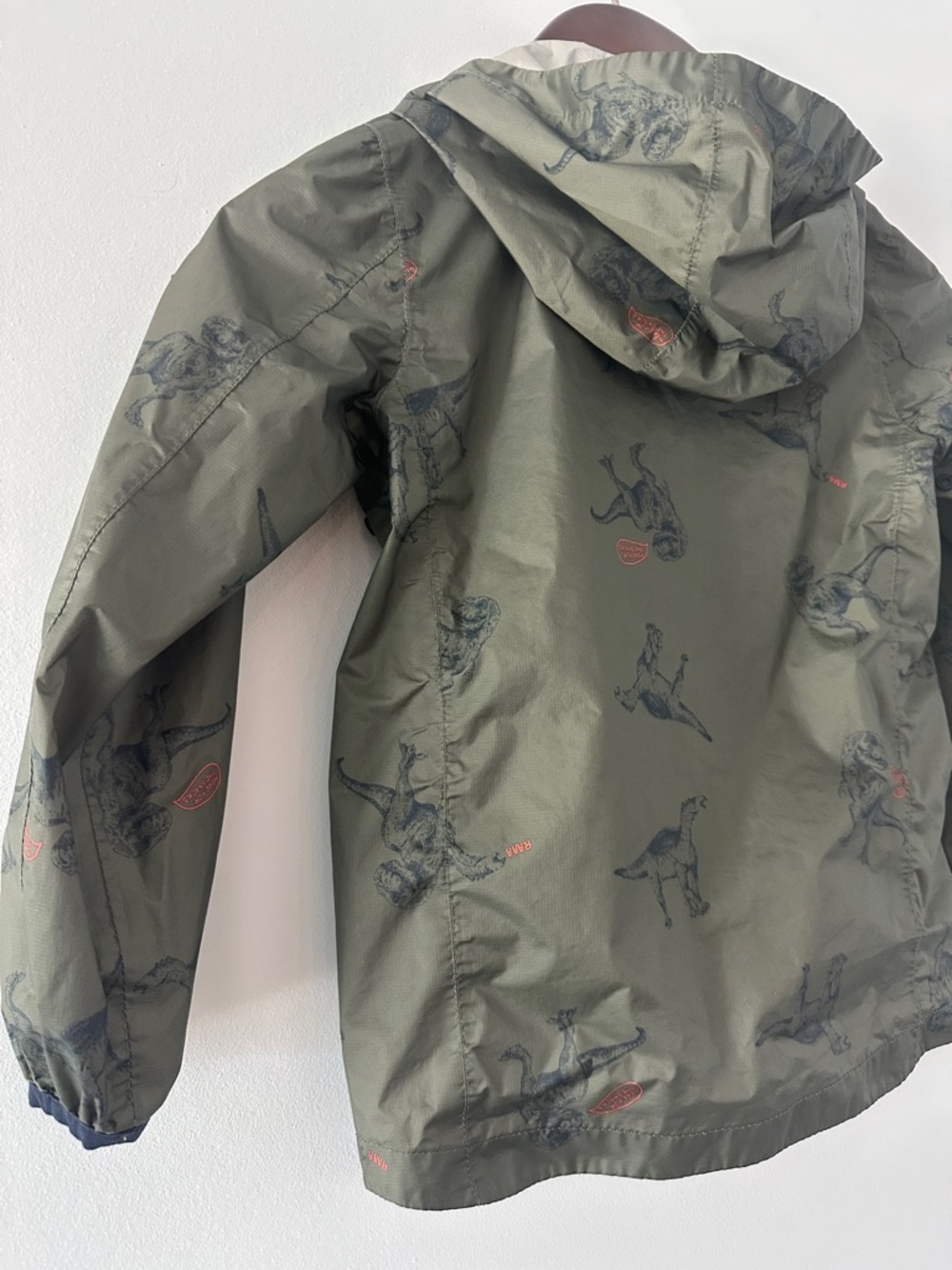 Joules Olive Green Dinosaur Print Hooded Raincoat - Picture 8 of 9